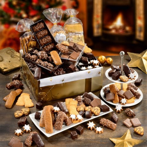 Festliches Allerlei Geschenkpaket mit Weihnachtsgebäck, ca. 1.750 g | LEBKUCHEN WELT Gefüllt mit Printen und weiteren Köstlichkeiten – Festliche Verpackung, ideal als Weihnachtspräsent