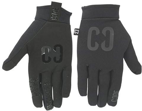 Core Aero Protective Gloves Zag, Cycling Gloves MTB Gloves Mountain Bike Anti-Slip Mens and Women's Gloves for BMX, Bike Gloves, Scooter and Mountain Bikes Stealth Black - XS