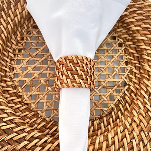 Decor Essentials Rattan-Serviettenringe, 6 Stück, natürlich, rustikal, Boho-Thema, Geschirr-Set, Party, Ankleiden, Veranstaltungen, Hochzeitsdekorationen, Dekor