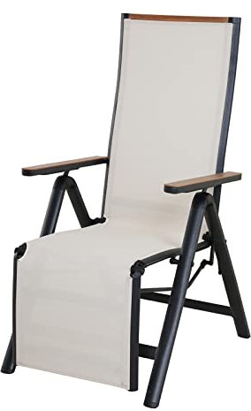 Grand patio Gartenstühle Klappbar, Aluminium Liegestuhl Hochlehner mit 6-Fach Verstellbare, Mesh Gewebe, Wetterfest, Gartenliege für Balkon, Terrasse (Beige)