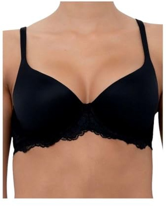 LORMAR 1 Pezzo Reggiseno Mousse Pizzo in Microfibra e Pizzo con Ferretto - Coppa B - C, Nero 5C