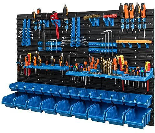 botle 23 Stapelboxen Wandregal Kunststoff 117 x 78 cm Werkzeughalter Werkstatt Garage Lagersystem Sichtlagerkästen Schütte
