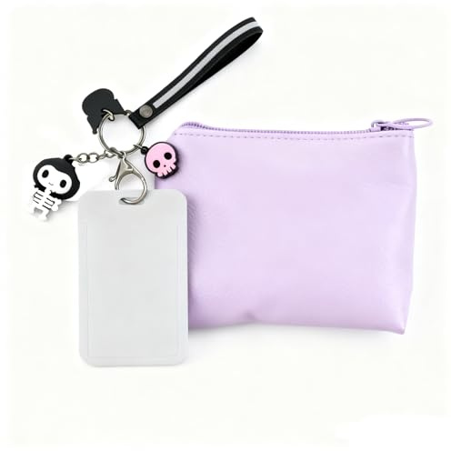 2 Teiliges Set Karikatur Lanyard mit Kartenhaltern, Münzbeutel für Kinder PU, Transparent, Induktiv, für Kinder, Aufbewahrung von Ausweisen, Schülerausweisen, Buskarten