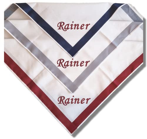 Bentini Herren Taschentücher | Gr. 45 x 45 cm | Geschenkset | Bestickt mit Namen | Personalisiert | Weiß mit farbige Bordüre | 3 Stück in Geschenkbox