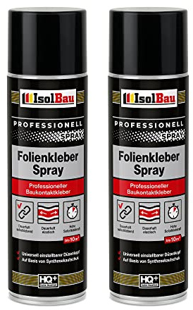 Isolbau Folienkleber-Spray - Professioneller Baukontaktkleber zum Verkleben von Bau- und Dampfsperrfolien - Für PVC, Holz, Beton uvm - 2 x 500 ml