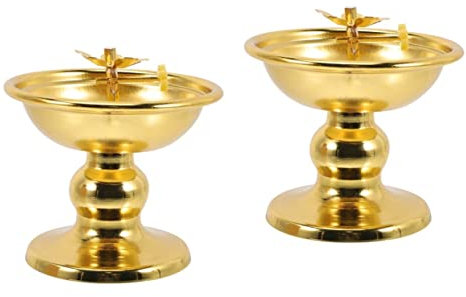 Alipis Ghee Für Oil Lamp Wohnkultur 2 Stück Goldene Buddha Anbetung Dekorative Tasse Liefert Lampenöl Vilakku Buddhistischer Durchmesser cm Mandir Festliche Kerze Tempel Vintage Puja Hand