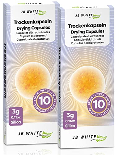 JB White 20 Hearing Aid Drying Capsules for Phonak C&C Dry-Cap, Starkey and Unitron Charger Case | Dehumidifier Orange Silica Desiccant Tablets (2 Pack, 20pcs, 3g)