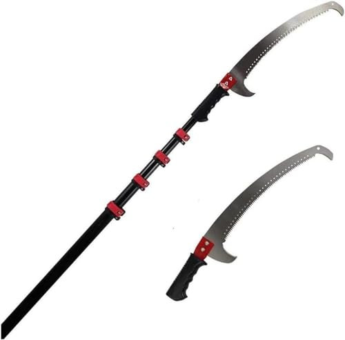 Telescopic Pruning Saw with Curved Tree Saw Extendable Telescopic Rod Saw 24FT/7.2M for Pruning and Trimming Branches