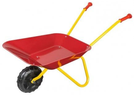 Brouette Metal Enfant 78x38x40cm - bac 30 kg Max, Rouge/Jaune - Set Jouet de Jardin + 1 Carte - Accessoire, Outillage Kids, Junior
