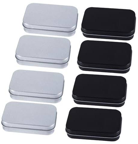 8 Stk Blechdose mit Deckel, Metalldosen mit Deckel, Klein Metalldöschen, rechteckige Metall Aufbewahrungsdosen mit Klappdeckel Metalldosenbehälter für Süßigkeiten Geschenke Schmuck, 9.5x6.2x2cm