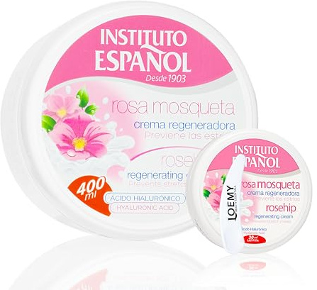 Instituto Español Körpercreme mit Hyaluronsäure, Regenerierende feuchtigkeitsspendende, Vorbeugung Schwangerschaftsstreifen, Feuchtigkeitscreme von trockener, rissiger, rauer Haut, Reiseset 430ml