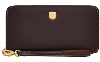 Fossil Lennox Leder oder Polyester Geldbörse für Damen Dunkle Schokolade 19.68 cm L x 1.91 cm W x 10.16 cm H