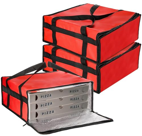 ZEAYEA 3 Pack Pizza Bags for Delivery, 15 x 15 x 6 Insulated Food Delivery Bag for Carry Hot or Cold, Reusable Grocery Shipping Bags, Insulated Pizza Warmer Bag for Catering, Food Transport
