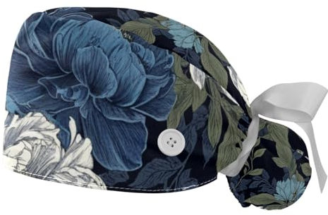 FQURFHY 2 Stücke，OP-Hauben für Frauen，Kochmütze,Pflege-Haarnetz,Für die Küche,Blumen Rosen