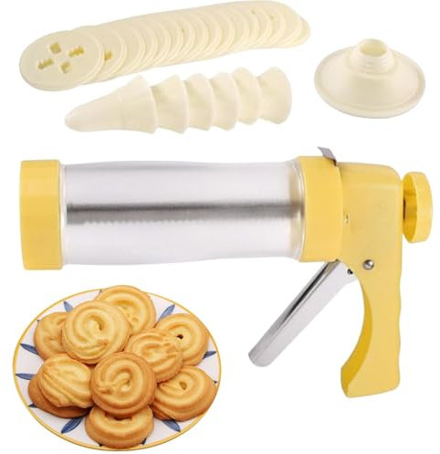 Cookie Press for Baking - Cookie Press Kit with 16 Cookie Press Discs & 6 Icing Tips-Spritz Cookie Press Cookie Making Machine, Cookie Press Maker Kit Kitchen Baking Gadgets for, Cookies,