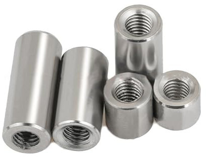 Runde Verbindungsmuttern, M3 M4 M5 M6 304 Edelstahl Verlängern Runde Kupplung Innengewinde Zylindrische Verbindungshülse Rohrmuttern(M4xOD6x15mm (5pcs))
