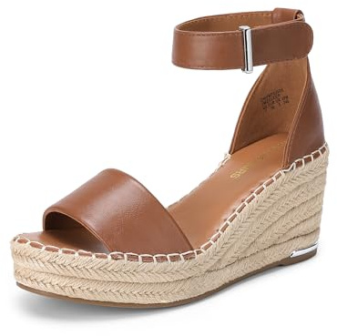 DREAM PAIRS Sandales Compensé Femme Espadrilles Plateforme à Bout Ouvert, Sandales Été Chic avec Bride Cheville, Chaussures de Plage et Mariage Confortables