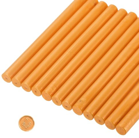 QUARKZMAN 12 Stück 11mm Wachssiegel Stöcke Orange Zylinder Siegellack Stab Heißklebepistole Wachs Siegel Stab Handwerk Klebstoff Wachs für Brief Siegel Wachs Stempel, Verpackungsdekoration