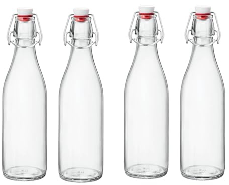 BELLEROFONTE Bottiglia per acqua in vetro vuota da 1 L, stile vintage ed elegante, per acqua frizzante e naturale, per fermentazione (4)