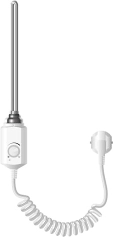 LuxeBath Elemento Calefactor Eléctrico 300W de Acero Inoxiable Cromado para Radiadores, con Termostato, Regulador Electrónico de Temperatura, Protección IP 44, Calentador de Inmersión con Enchufe