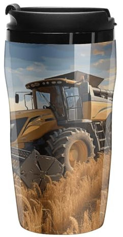 Stanley-Kaffeetasse mit Deckel, 340 ml, Kaffeebecher, Kunststoffbecher, versiegelter Trinkdeckel, Wasserbecher, Teetasse, Bauernhof, Traktor, Ernte, bedruckte Tassen, passt in Auto-Becherhalter