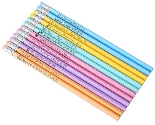 XFZDKJSD Personalisierte Bleistifte, Bleistifte mit Namen, gravierte Bleistifte, personalisierbar, gravierte Holzstifte (50 Stück, 19 cm)