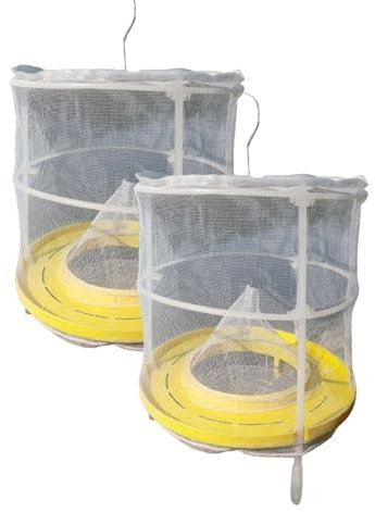 HeFZiYMOZaDP Piège à Mouche Net, Trap à Mouche extérieur, Trappe à Mouche Suspendue Pliable réutilisable Filet Net Receveur de Mouche visuelle Portable pour Cheval Stable Ferme （4pcs /2pcs）