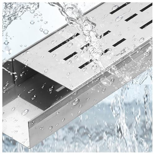Entwässerungsrinne Ablaufgitter Schmal Wasserrinne Rinnenabfluss Außen, Grabenabfluss Rostfreier Stahl Balkon Gitterrost Rostfreier Stahl Drainage-Abdeckung, Garten Bürgersteig Parkplatz(WxH-7x5cm/2.7