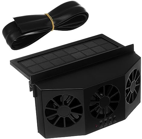 PRETYZOOM Car Fan Solar Exhaust Fan Triple Head Design Fit for Vehicle Cooling and Ventilation