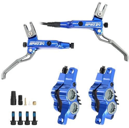Bromlbe MTB Hydraulische Scheibenbremsen Set, 4 Kolben Fahrrad Scheibenbremse Sets, CNC Hydraulische Scheibenbremse Fahrrad, Links Vorne/Rechts Hinten, Fahrrad Bremsen Set für Mountainbike