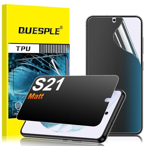 QUESPLE [2 Stück] Matt Privacy Schutzfolie für Samsung Galaxy S21, 28° Anti Spähen Matte Blendschutz Sichtschutz, Fingerabdruck-ID Unterstützen Weich TPU Displayschutzfolie Anti-Spy Folie﻿