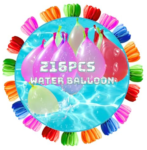 YAAVAAW 216Pcs Water Balloons for Kids Easy Fill,Water Balloon Self Sealing Colorful Splash Water Bombs Balls Fight Water Toys for Kid Adults Outdoor Family Gatherings Garden Pool Beach Party