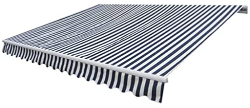 Gelenkarmmarkise Handbetrieben, 300 cm Breite, Blau/Weiß, Wasserdicht und UV-beständig für Terrasse, Garten, Balkon, Sonnenschutz
