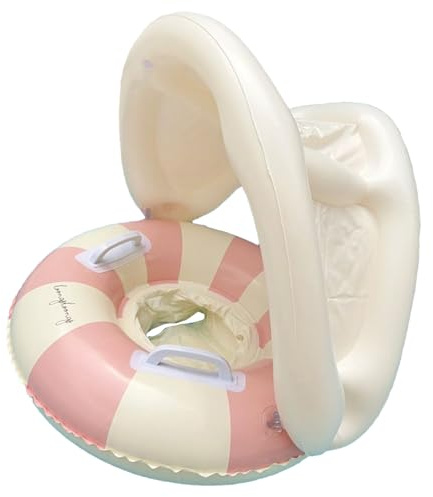 Baby Float with Canopy,Baby Swimming Float Inflatable with Sun Canopy | Inflatable Sun Protection Swim Ring Foldable Floating Safety Seat for Kids Boys Girls