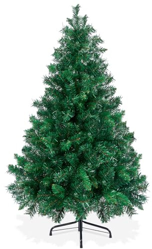OUSFOT Albero di Natale 120cm, Effetto Realistico Albero di Natale 388 Rami Con Base in Metallo Materiale PVC,Adatto per Natale,Soggiorni,Decorazioni per Negozi