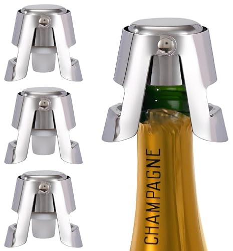 2 Pièce Bouchon Champagne en Acier Inoxydable - Fonctionne comme Bouchon Vin/Bouchon'S Liege pour Garder Bulles et Goût |Pour les Bars, les Fêtes, les Familles et les Amateurs de Champagne (2)