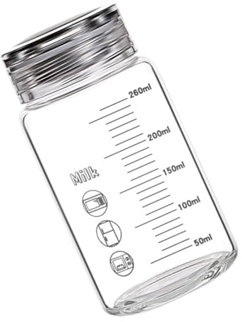 VERDANVERSE Taza De Vidrio con Escala Portátil 260 Ml Vaso De Agua con Tapa De Vidrio Multifuncional para Viaje Escuela Oficina Set Individual