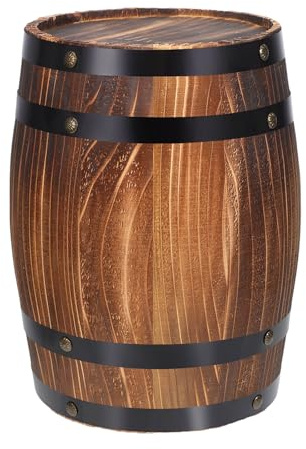 Healifty Wood Wine Barrel Decor Vintage Aging Barrel Decorative Whiskey Bucket Flower Planter Water Wishing Well Pail for Bar Summer Party Decor 40 cm