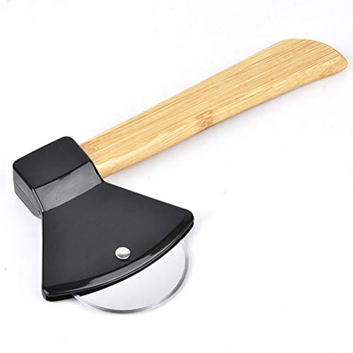 Alomejor Tagliapizza, Ruota per Pizza Ad Ascia con Lama in Acciaio Inossidabile e Comoda Impugnatura per, Ristorante e Pancake (BLACK)