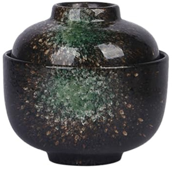 DIYEAH Cuenco de Cerámica Japonesa para Cocinar al Vapor Huevos y Guisos Pequeños Olla para Cocinar al Vapor de Restaurante Utensilios de Cocina Color Verde