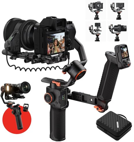 hohem iSteady MT3 Pro Kit Estabilizador Gimbal, Seguimiento IA, Mando Desmontable con Pantalla, Mango Bidireccional, Enfoque, Vertical Rápido, 2,5kg, para iPhone/Sin Espejo/Acción
