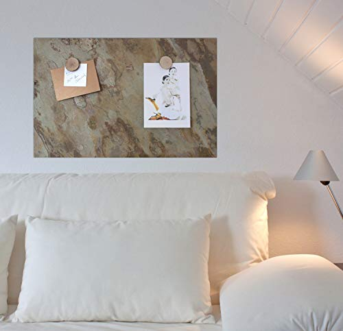 Magnettafel Echt Schiefer 4 In 1 (Magnetwand+Kreidetafel+Pinnwand+Wandbild) Naturstein Magnetboard inkl 1x Steinmagnet und 1x Kreidestück Größen 30x60 cm, 40x60cm, 80x60cm(Gold Mountain,40xm x 61cm)