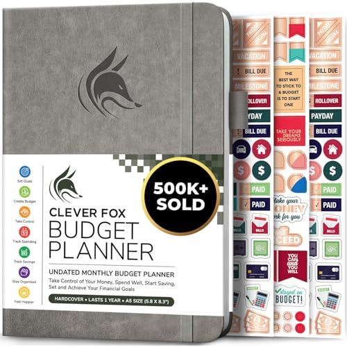 Clever Fox Budget Planner - Cahier de suivi des dépenses. Journal de budgétisation mensuel, planificateur financier et livre de comptes pour prendre le contrôle de votre argent. Non daté (Gris, A5)