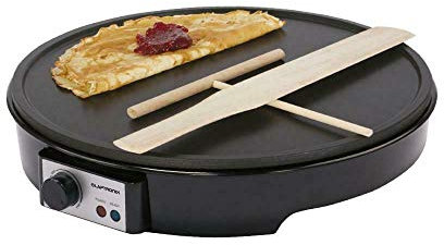 Netagon Traditional 1000W Electric Pancake, Omelettes, Flatbread & Crepe Maker 12 Hot Plate Pan Machine and Utensils - Black