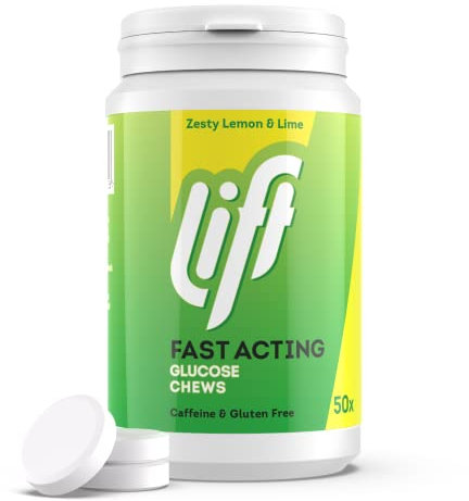 Lift Fast-Acting Glucose Chewable Energy Tablets, Lemon & Lime, 6 Pack of 50-Tablet Tubs