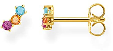 Thomas Sabo Damen Einzel Ohrstecker farbige Steine gold, 925 Sterlingsilber