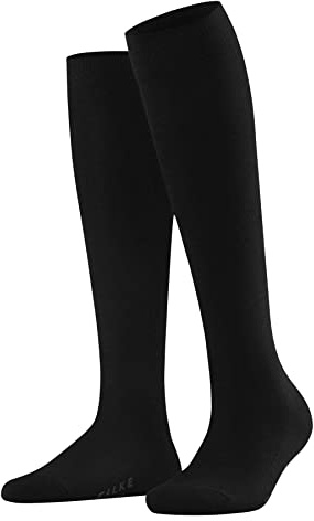 FALKE Damen Kniestrümpfe Family W Kh nachhaltige Baumwolle lang einfarbig 1 Paar, Schwarz Black 3009, 35-38