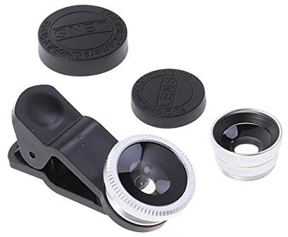 3-in-1 Handykameraobjektiv Fischaugenobjektiv Aufsteckclip Silber | 52-mm Universalanschluss, Aluminiumlegierung und Glas, für Mobile Phones, Tragbar