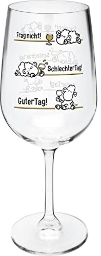 Sheepworld Weinglas Motiv Tag | Glas mit Motivdruck, 40 cl, Mehrfarbig | Geschenk, lustige Überraschung, Party | 47834