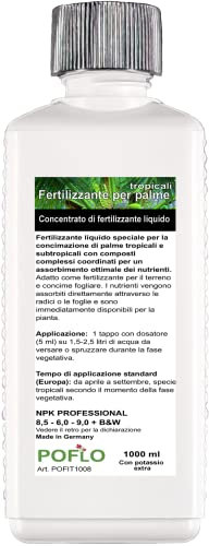 POFLO Fertilizzante per palme linea professionale Concime per radici di palme + concime per foglie HIGH-TECH! (1000 ml)